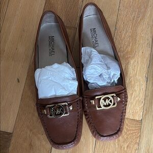 Michael Kors Brown Loafers with Gold Logo